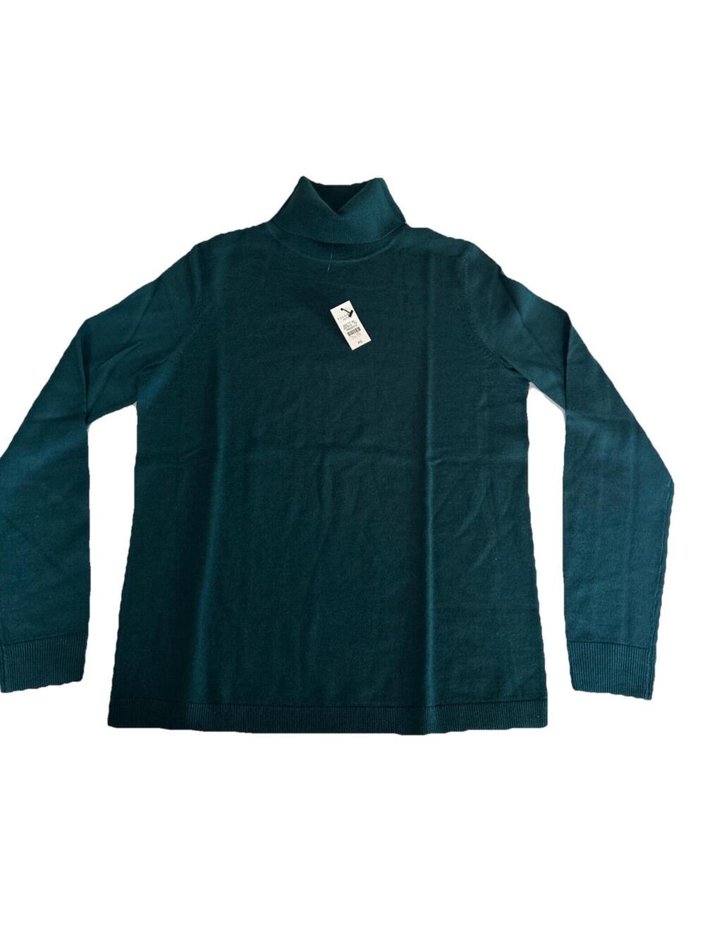 Talbots Petites Pure Merino Wool Turtleneck Sweater Dark Green Petite Small